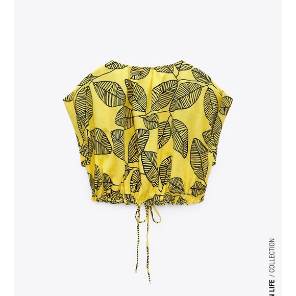 ZARA 2 PIECE LINEN CROPPED TOP AND RUCHED SKIRT - Picture 3 of 11